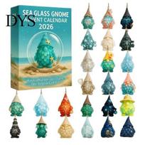 Ocean Theme Advent Calendar Christmas Gnome 2026, Sea Glass Style Countdown for Kids Festive Home Holiday Accessories Gifts, Mini Hanging Pendants 1 Set blue