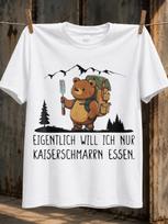 Iš tikrųjų noriu tik valgyti Kaiserschmarrn Žygiavimas Lokas su šakute Alpės Kalnas Unisex Maistas Humoras Unisex Visi Marškinėliai L gray