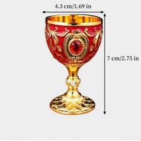 Wine Glass, Carved Mini Spirit Vodka Cup, Vintage Alloy Portable White Wine Goblet, Tabletop Living Room Decoration, 30ml,1pcs