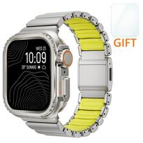Nerūdijančio plieno dirželis+Metalinis dėklas Apple Watch Ultra 3 2 49mm 46mm 45mm 44mm, Guminis dirželis iWatch Series 11 10 9 8 7 6 5 SE3 49mm(Ultra 3 2 1) gray