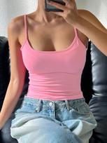 European And American Spice Girls Style Big Halter Sling Vest Women'S Multi-Color Optional Slim-Fit Inner And Outer Top XS rožinė