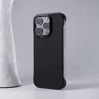 Frameless Carbon Fiber Magnetic Holder Case For For Iphone 14 1 16 Pro Max Wireless Charging Alloy Lens PC Hard Cover For For iPhone 15 Pro gray