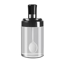 Spice Jar with Spoon 250ml Glass Condiment Bottle Kitchen Seasoning Jar for Salt Sugar Leak-Proof Condiment Container with Lid B gray