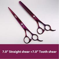 Fenice purple dog grooming scissors set pet dog scissors kit professional curved&straight&thinner shears makas tijeras