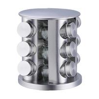 Rotating Spice Rack Glass Condiment And Smooth Vertical with 12 Bottles Refillable 360° sidabras