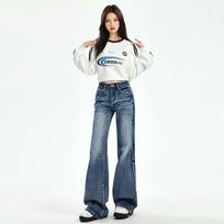 Women's Low Waist Flare Jeans Relaxed Fit Casual Jeans Solid Color Washed Micro Flare Denim Trousers American Vintage Y2K Spicy Girl Pants XS