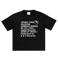 Unisex Tshirt Aphex Twin Cotton Graphic Oversized Korean Fashion Short Sleeve Tops Tees Y2k Streetwear Harajuku S gray