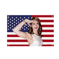 Lana Del Rey Amerikos Vėliavos Sieninė Vėliava 3x5ft 2x3ft, Patriotiškos Muzikos Dainininkės Poliesterio Sieninis Dekoras Miegamajam Studentų Bendrabučiui 60 x 90cm blue