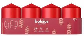 Žvakė, cilindrinė Bolsius, 7 h, 4 vnt., raudona sp.