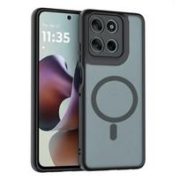 Atsparus smūgiams magnetinis dėklas Motorola Moto G86 Power G56 G96 Magsafe belaidžiam įkrovimui matinis kietas galinis dangtelis Funda Motorola Moto G86 juoda