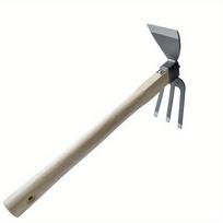 Tvirtas dviejų funkcijų sodo kaplys ir kultivatorius, dirvos purenimo įrankis namų sodininkams, profesionaliems ūkininkams, sodo kaplio įrankis, ergonomiška medinė rankena Metal/Wood