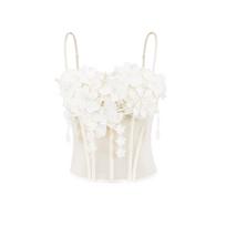 Spicy Girl Floral 3D Fishbone Backless Strapless Crop Top - Women's Sweet High-End Camisole Medium balta