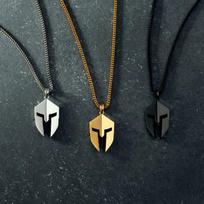 Titanium Steel Minimalist Spartan Warrior Mask Mask Pendant Necklace High Color Retention Men'S Necklace Color Retention Jewelry gray