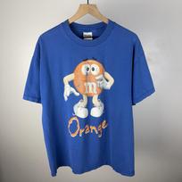 Y2K M&Ms Orange Mars Candy Promo Humor Spell Out Vintage Blue T Shirt Size XL XXXL