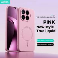Liquid Silicone Wireless Charging Magnetic Case For Xiaomi 17T Pro Xiaomi17TPro 5G Shockproof Phone Cover Xiaomi 17T rožinė