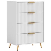 Moderni miegamojo komoda su 4 stalčiais Stalčių priekiai su bangų raštu Apsauga nuo apvirtimo 60x40x90 cm Balta 60 x 40 x 90 cm