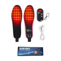 USB Rechargeable Electric Heated Insoles Winter Foot Warmer Cuttable Electric Heated Shoe Pad for Man Women black