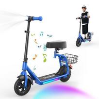Children's electric scooter with seat 2-in-1 iK7-8 for 14 Years-APP Parental Control-Range 15km-Bluetooth music-Blue
