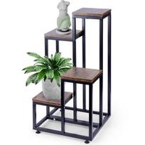 4 pakopų metalinis augalų stovas Vilde 69cm Tamsus medis