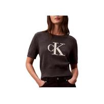 Calvin Klein Round Neck Short Casual Comfortable Short Sleeve Sweater Women sweater 44E306G-P7I XS black