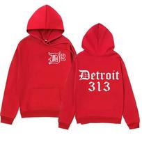 Famous band rapper Eminem Zipper hoodie trend print 313 men and women fashion hoodie sportswear streetwear S red