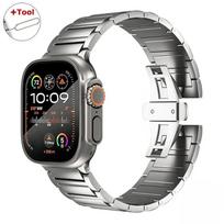 Ultra 2 1 Titanium Strap for Apple Watch Ultra 49mm 46mm 44mm 45mm Luxury Bracelet 10 9 8 7 Se 6 5 4 Correa Smartwatch Accessory 49mm 46mm 45mm 44mm sidabras