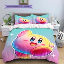 Kirby Patterned Pillowcase & Duvet Cover Set Daily Themed Bedding Lovely Present.-TING 135x200cm white