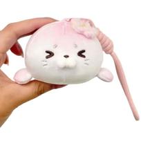 Kids  Childrens Kawaii Sakura Seal Plush Keychain Cute Sea Dog Stuffed Doll Keyring Bag Pendant Toast Seal Plushie Hanging Decor Gift Present white