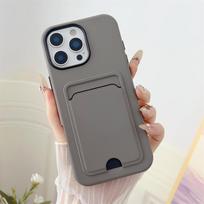 2in1 Kortelių laikiklis Lizdas Piniginė Nuotraukos Kišenė Dėklas iPhone 16E 16 15 14 Plus 13 12 11 Pro Max Atveju Matinis TPU+PC Atsparus smūgiams Skaidrus Dangtelis iPhone 15 Pro skaidri rausva spalva