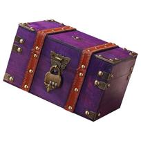 Decorative Wood Storage Box with Lock Sophisticated Treasures Chest for Escape Room Handmade Jewelry Organiser violetinė