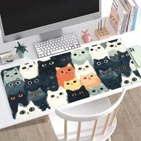 Cute cat Mouse Pad Large Computer Office Game Table Mats XXL Rubber Anti-slip Gaming Keyboard Mousepads Long Desk Pads 30cmx60cm(11.8x23.6inch) gray