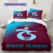 Custom Name Trabzonspor Crest Pride Bedding,Quilt Set Quilt Cover Pillowcase Home Birthday Gift (1 * duvet cover + 2 * pillowcase, without core) 135x200cm blue
