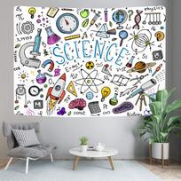 Mokslo švietimo gobelenas, mokslinės formulės ir skaičiavimai fizikoje ir matematikoje, chemijoje, biologijoje arba astronomijoje 100X150CM gray