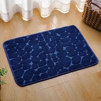 Memory Foam Bath Mat 17x24 Inch Highly Absorbent Pebbled Texture Bathroom Rug Deep Blue blue