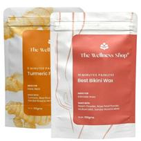 The Wellness Shop Instant Turmeric Facial Wax- 5 Minute (100g) | Best Bikini Wax- 10 Minute Herbal Waxing Painless Powders (100g) | Reduce Dark Ski orange