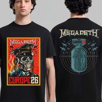 Megadeth Europa 2026 M. Turas Grafinis Merch Marškinėliai 100% Medvilnė Unisex Vyriški Moteriški Marškinėliai Y2k F L gray