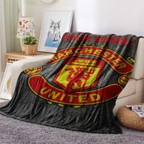 1PC Custom Name Manchester United FC Patterned Flannel Blanket Suitable For All Seasons for Home Decor Warmth and Comfort Gifts Holiday Present_xia 80cm x 120cm gray