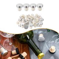 36 Pieces Bottle Stoppers Beverage Sealer T Shaped Can Be Reused Soft Home Commercial 19.5mm Silver beige