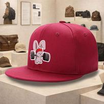 Weightlifting Rabbit Funny Graphic Print Flat Brim Baseball Cap Polyester Streetwear Snapback Hat Unisex One Size