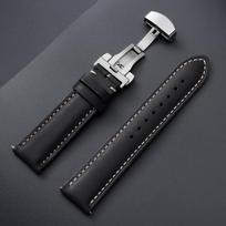 14/16/18/20/22/24mm Bracelet for Omega Genuine Calfskin Leather Watch Band Butterfly Buckle Soft Stitched Brown Strap for Seiko 14mm&with silver buckle juoda