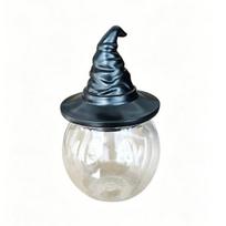 Spice Storage Jar Moisture Proof Glass Spice Jars with Witch Hat/Owl Lids Sealed Dry Foods Containers Decorative Kitchen Storage Jars for Spices A