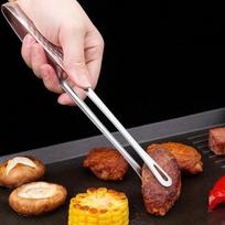 Nerūdijančio plieno Korėjietiškos BBQ kepsninės žnyplės, tvirtos, atsparios rūdims, su ergonomiškomis rankenomis, skirtos kepsniui, salotoms, daržovėms, nešiojamas gaminimo įrankis sidabras