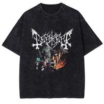 Manga Berserk Guts Graphic T-shirt For Men Women Clothing Vintage Washed Oversized T Shirt Short Sleeve XL gray