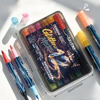 A Dual-Ended Metallic Sequin Marker Pen in 6/12 Colors, Featuring a Brush Tip. It'S a Must-Have for Card Making, Gifts, And Decorations 6 pieces/12 colors gray