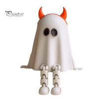 3D Printed Halloween Decor Desktop Decoration, Movable Wizard Pumpkin Devil Ghost Figurine, Festive Window Sill PLA Ornaments for Bookshelf Table And Ghost gray