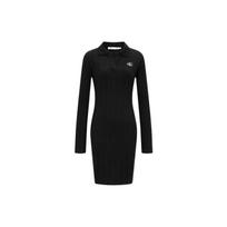 Calvin Klein Logo Slim Fit Knit Long Sleeve Dress Women Dress Black J220352-BEH L white