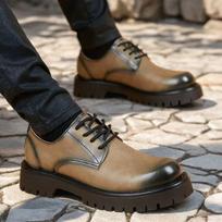 Vyriški Verslo Didelės Galvos Odiniai Batai Vyrai Britiški Formalūs Kvėpuojantys Laisvalaikio Platforminiai Jaunikio Platforminiai Odiniai Batai Zapatillas Hombre 39 ruda