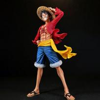 24cm One Piece Luffy Anime Figūrėlė - GK Stovima Pozicija Spaudžianti Kepurę Modelis Statulėlė Berniukams Gerbėjams Kolekcionuojama Naujas Stilius balta