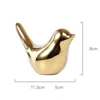 Realistiškas keraminis paukščio ornamentas Minimalistinio stiliaus paukščio statulėlė Kolekcionuojamos figūrėlės namų biuro dekoravimui golden large#1 beige