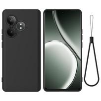For Realme GT6 6T,Neo 6 Case Soft Premium Liquid Silicone Case with Flocking inside Cover with Strap for Real me GT 6 For Realme GT Neo 6 gray